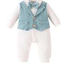Hopscotch White and Blue Vest Bodysuit With A Bow Tie-picture-24