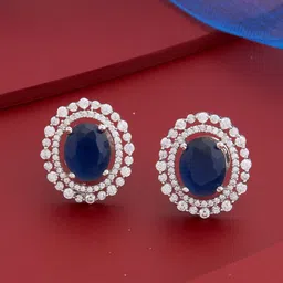 Kushal's Fashion Jewellery Rhodium-Plated Classic Zircon Studs Earrings-image-16