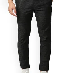 Basics Men Checked Relaxed Straight Leg Tapered Fit Trousers-image-24
