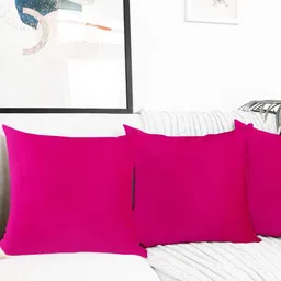 IVAZA Pink Set of 3 Velvet Square Cushion Covers-26