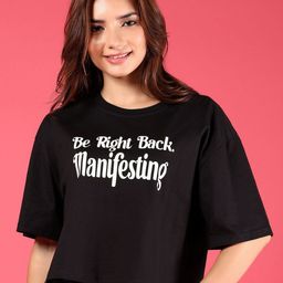 LIMEROAD Women Printed Extended Sleeves Monochrome Applique T-shirt-image-47