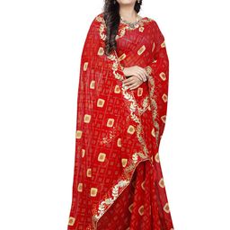 VRUNDA FASHION Bandhani Gotta Patti Pure Georgette Bandhani Saree-image-76