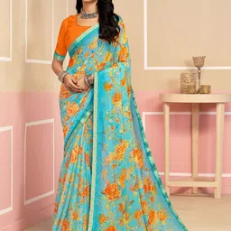 Pandadi Saree Floral Print Saree With Unstitched Blouse Piece-picture-40