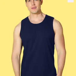 WOOSTRO Pack Of 2 Printed Combed Cotton Gym Vests VWS26(MORE WHITE)(PLAIN NAVY)-image-68