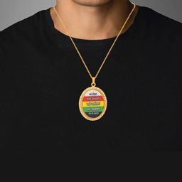 MEMOIR Gold Plated CZ Jain Namokar Navkar Mantra Pendant & Chain-image-9