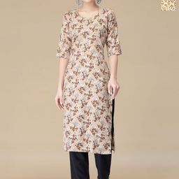 HERE&NOW Women Ethnic Motifs Printed Crepe Kurta-image-67