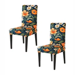 HOKIPO Set Of 2 Teal-Blue & Green Printed Velvet Chair Covers-picture-16