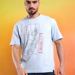 WROGN Men Graphic Printed Round Neck Pure Cotton Relaxed Fit T-shirt-image-25