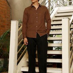 Campus Sutra Comfort Textured Spread Collar Casual Shirt-image-79
