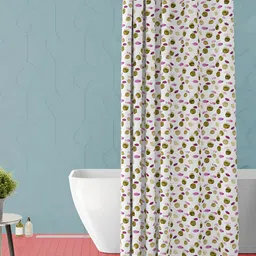 ArtzFolio White & Green Printed Waterproof Shower Curtain-image-71