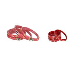 Somil Elegant Combo Glass Bangle Set | Handmade Traditional Chudi For Women | Perfect For Daily & Occasion Use, Combo Of 2 Set, Gajri, Red-image-69