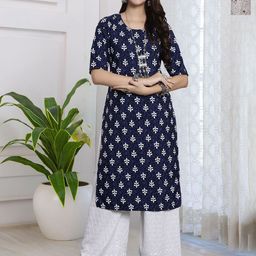 HERE&NOW Women Pack of 2 Floral Printed Festive Straight Kurtas-image-51