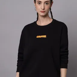 GRIFFEL Women Typography Printed Round Neck Sweatshirt-image-36