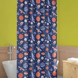 ArtzFolio Navy Blue & Red Printed Waterproof Shower Curtain-56