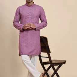 Pro-Ethic STYLE DEVELOPER Men Floral Embroidered Sequinned Jacquard Kurta-image-88