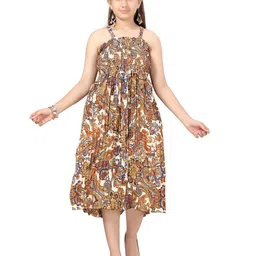 BAESD Tropical Print Georgette A-Line Midi Dress-29