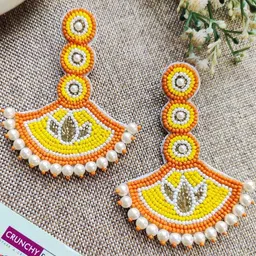 Crunchy Fashion Artificial Stones Studded and Beadded Circular Drop Earrings-picture-31