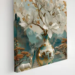 Myntra Elegant Homes Brown & White Flowers Canvas Wall Art-picture-45