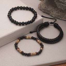 Jazz and Sizzle Men 3 Brass Wraparound Bracelet-image-97