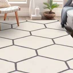 Surya Living Off White And Grey Geometric Cotton Anti-Skid Carpet-picture-15