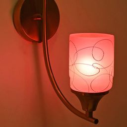 SOMIL Pink & White Printed Glass Cylinder Shaped Wall Lamp-picture-25