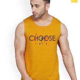 SLOWLORIS Pack Of 2 Printed Combed Cotton Gym Vests VSL26 CMB(CHS MUSTARD)(PLAIN YELLOW)-image-83