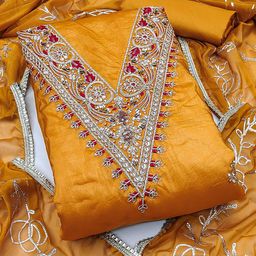 KALINI Embellished Pure Silk Unstitched Dress Material-image-14