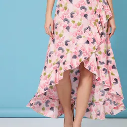 Oomph! Floral Printed Wrap Maxi Skirt-image-80