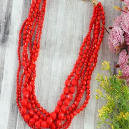 Sangria Beaded Layered Statement Necklace-image-10