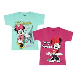 Disney By Miss and Chief Girls 2 Minnie Mouse Printed Extended Sleeves Bio Finish Applique T-shirt-31