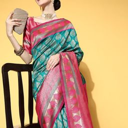 Mitera Woven Design Zari Silk Blend Dharmavaram Saree-53