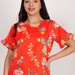 Frolic Rolic Floral Print Crepe Top-picture-17