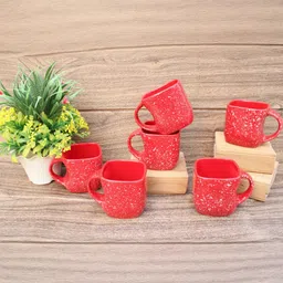 laghima jadon Red Printed Ceramic Glossy Mugs Set of 6-42