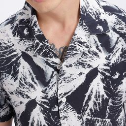glitchez Abstract Print Cuban Collar Regular Fit Shirt image 5