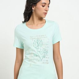 Honey by Pantaloons Women Typography Printed Pure Cotton Slim Fit T-shirt-image-12