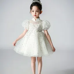 JC SPARKLE Girls Puff Sleeve Fit & Flare Dress-picture-27