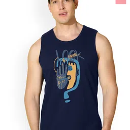 SLOWLORIS Pack Of 2 Printed Scoop Neck Sleeveless Cotton Gym Vests-picture-11