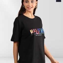 NEYSA Women Typography 2 Printed Applique T-shirt-image-28