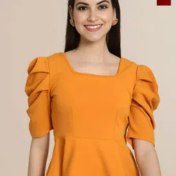 Mast & Harbour Women Solid Puff Sleeve Regular Top-picture-6