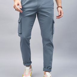 STUDIO NEXX Men Relaxed Straight Leg Loose Fit Cargos Trousers-image-96