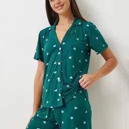 Happiness istanbul Printed Shirt & Shorts Night Suit-image-59