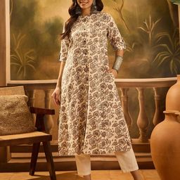 Sangria Floral Printed Pure Cotton A-line Kurta-picture-22
