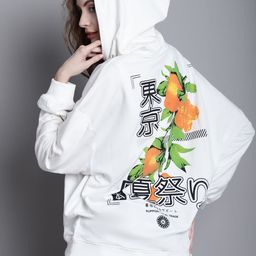DOOR74 Women Graphic Printed Long Sleeves Hooded Sweatshirt-image-76