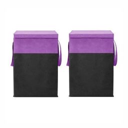 Aura 2-Pcs Purple & Black Foldable Laundry Bags with Lid & Handles-68 l Each-10