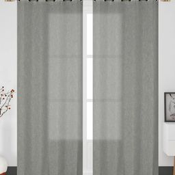 Banchmark Home Furnishings Grey Set of 2 Sheer Long Door Curtain-image-133
