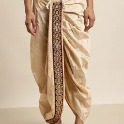 FANZI Men Zari Border Dhoti Pants-image-28
