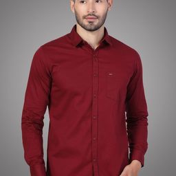 D Finish Men Solid Spread Collar Cotton Casual Shirt-image-84