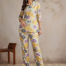 Anouk Shirt Collar Printed Tunic With Trousers-image-72