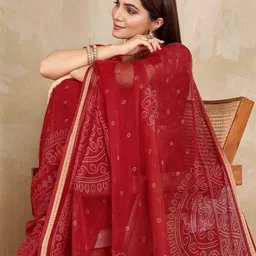 DIVASTRI Bandhani Dyed Zari Pure Chiffon Saree-picture-24