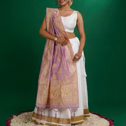 TEEJH Devi Floral Woven Design Dupatta With Zari-48